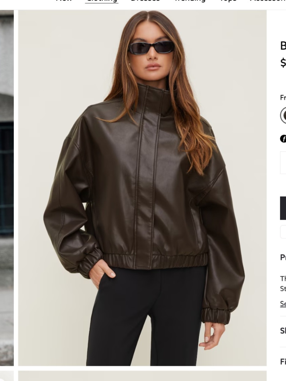 Dynamite Brynn Faux Leather Bomber Jacket